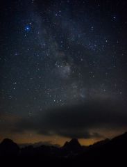 Die Milchstraße am 10.8.2013, gesehen knapp unterhalb vom Kreuzeck (2376 m) in den Allgäuer Alpen.