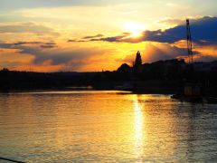 Moselkai mit Lastkahn - Pop-Art