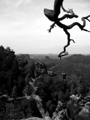 Wanderer über dem Nebelmeer war nicht....zu gutes Wetter gehabt!

Von der oberen Affenstein Promenade Mit Blick zum Falkenstein und ganz weit hinten der Wildenstein.